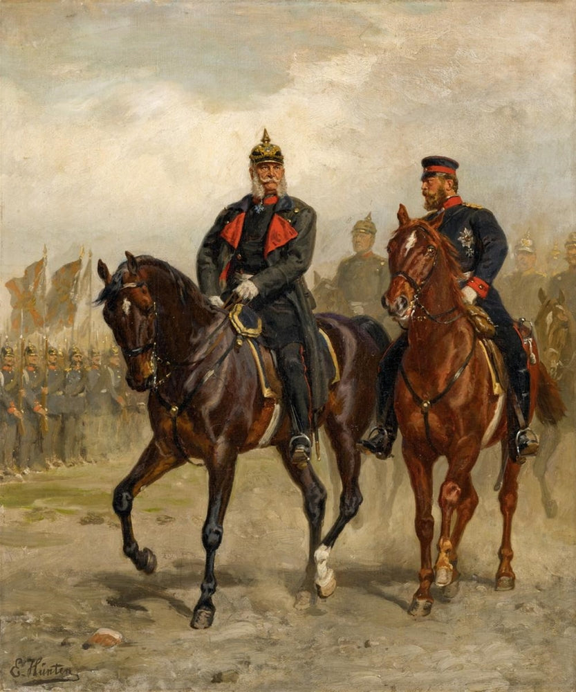 Kaiser Wilhelm I Und Kronprinz Friedrich Zu Pferde - by Emil Hünten