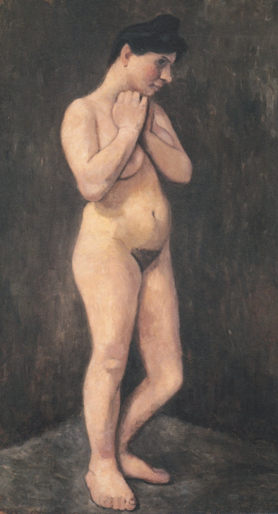 Standing female nude, her arms located in front of the chest - by Paula Modersohn-Becker