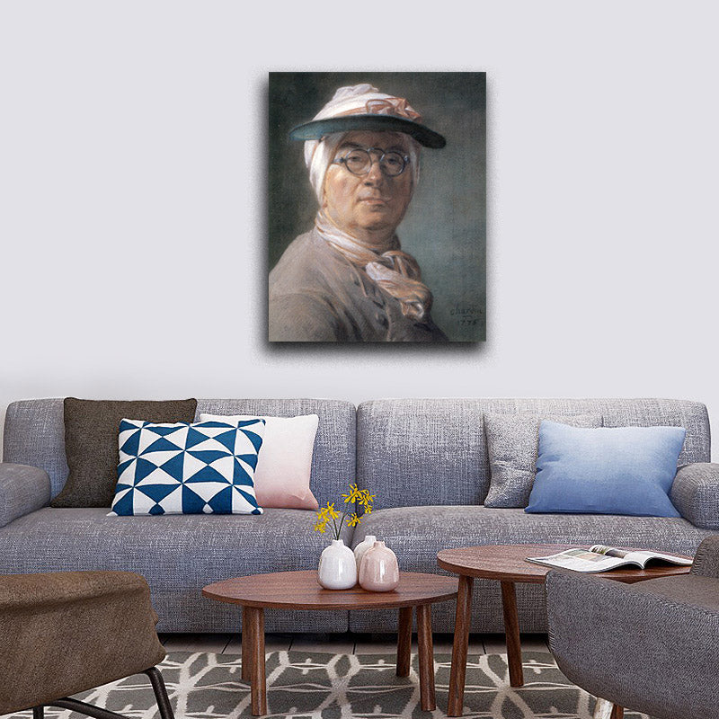 Self-portrait wearing Glasses - by Jean-Baptiste-Simeon Chardin