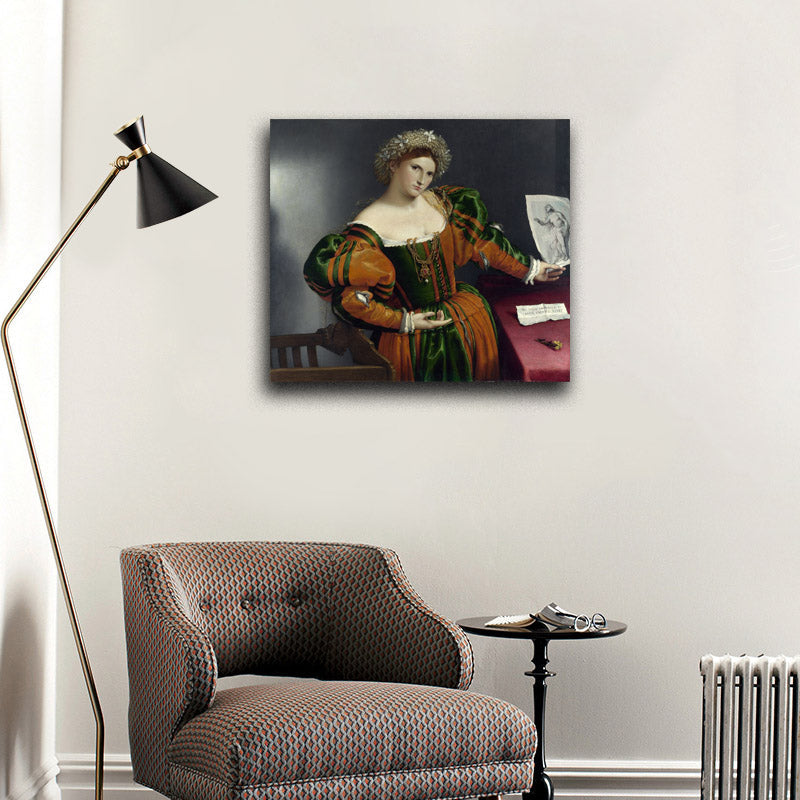 A Lady with a Drawing of Lucretia - by Lorenzo Lotto