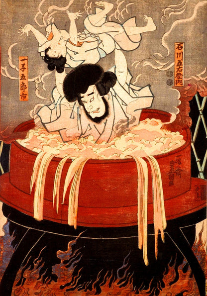 Goemon Ishikawa and his son Goroichi - by Utagawa Kunisada