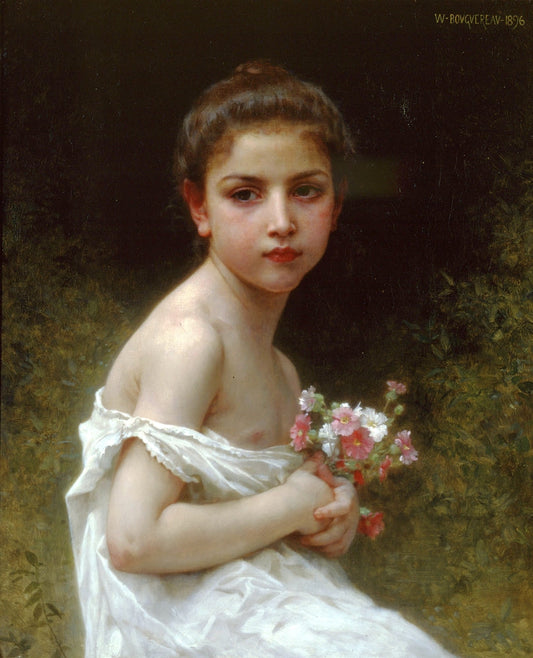 Girl Bouquet - by William-Adolphe Bouguereau