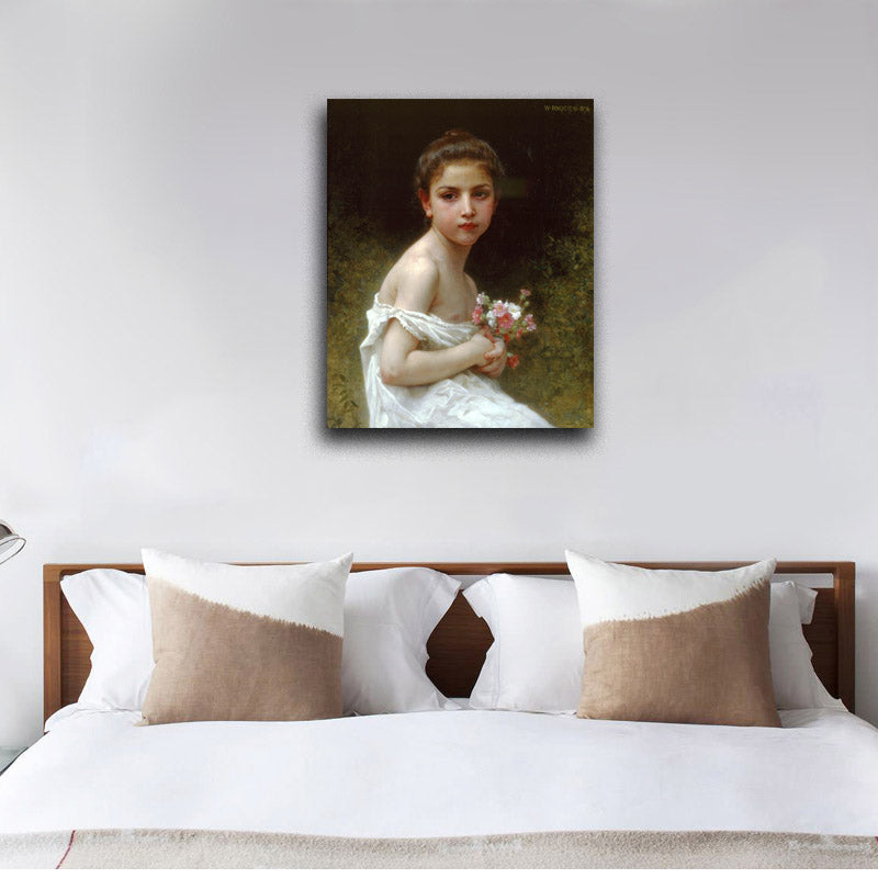 Girl Bouquet - by William-Adolphe Bouguereau