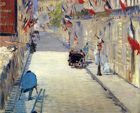 Rue Mosnier decorated with Flags - by Edouard Manet