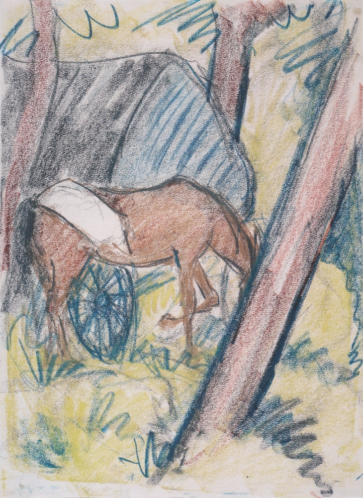 Pferd Am Wagen Im Wald - by Otto Mueller