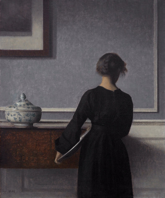 Interior, Young Woman seen from Behind - by Vilhelm Hammershoi