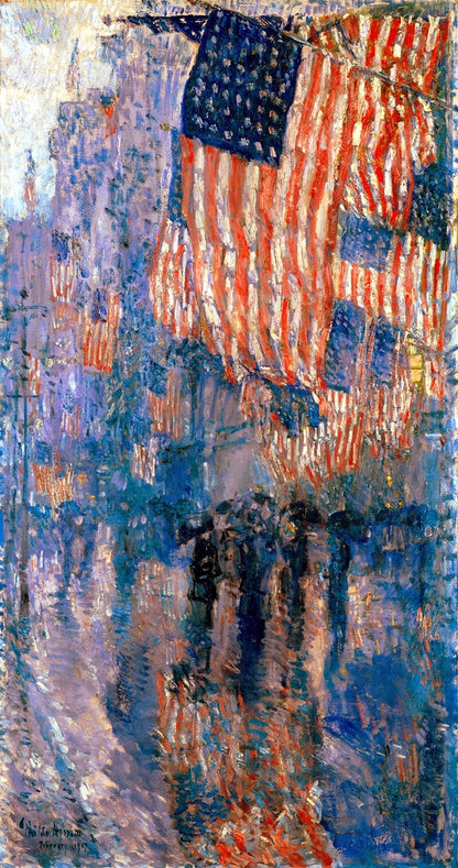 The Avenue in the Rain - by Frederick Childe Hassam