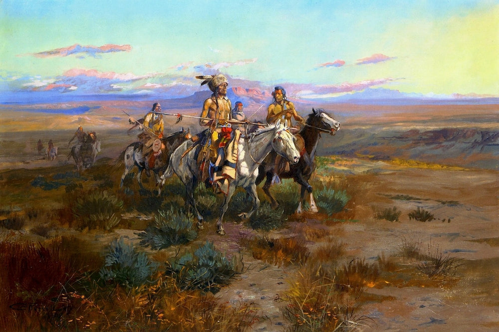 Seeking the Trail (detail) - by Charles Marion Russell