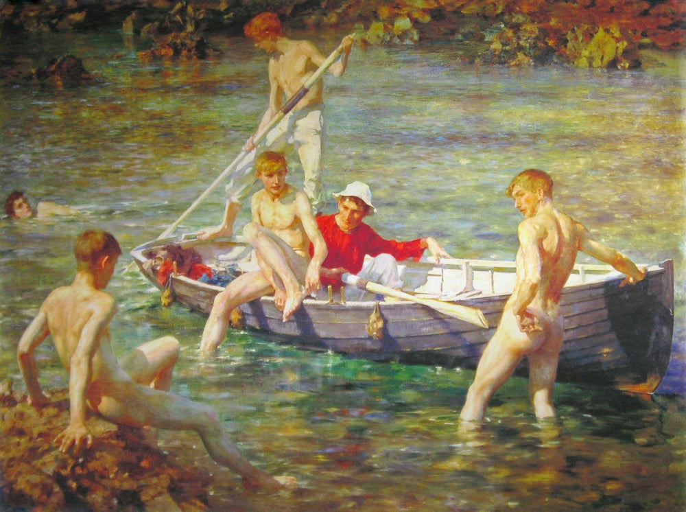 Ruby, gold and malachite - by Henry Scott Tuke